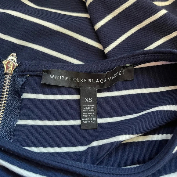 WHBM Navy Blue White Striped Bell Sleeve Knee-length Shift Dress Xsmall Women’s - Picture 11 of 13